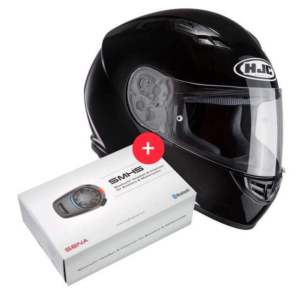 Full Face HJC CS-15 Black + Kit Bluetooth SMH5