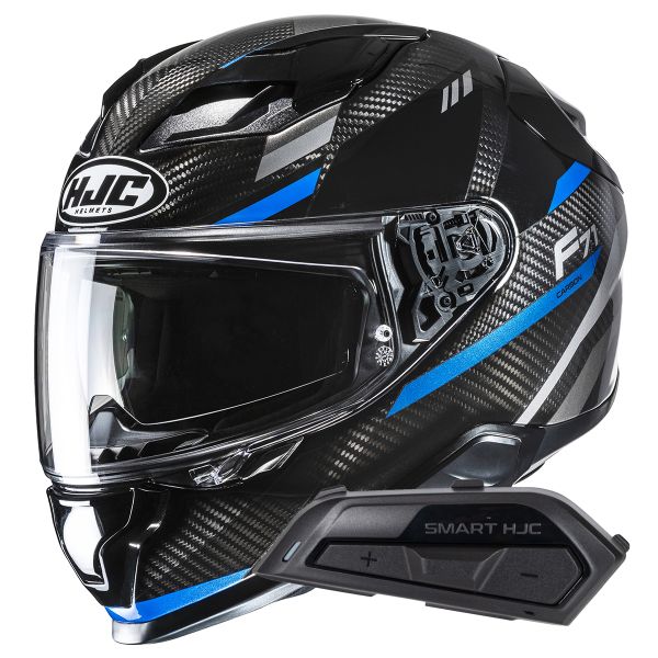 Full Face HJC F71 Carbon Esira MC2 + Kit Bluetooth Smart 21B Flat Black