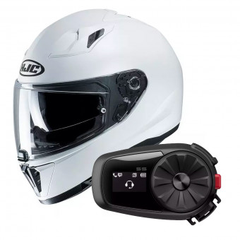 Full Face HJC i70 Pearl White + Kit Bluetooth Sena 5S Solo