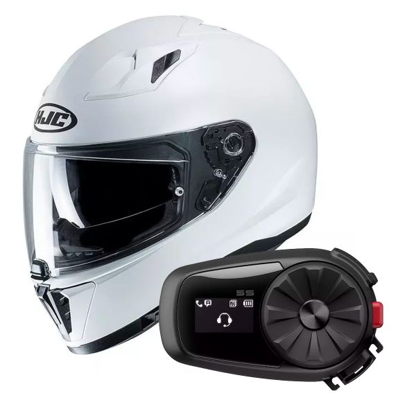 Full Face HJC i70 Pearl White + Kit Bluetooth Sena 5S Solo