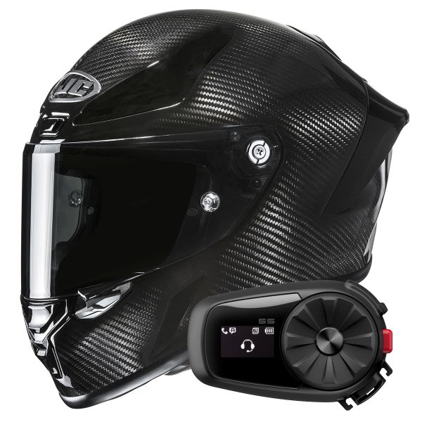 Full Face HJC RPHA 1 V2 Carbon Black + Kit Bluetooth 5S Solo