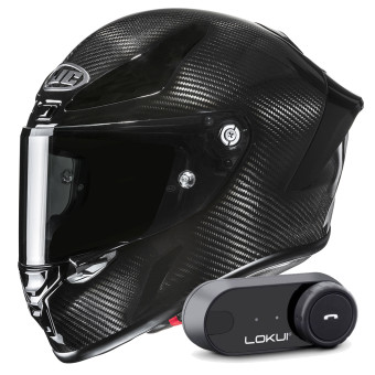 Casque Full Face HJC RPHA 1 V2 Carbon Black + Kit Bluetooth Lokui K30
