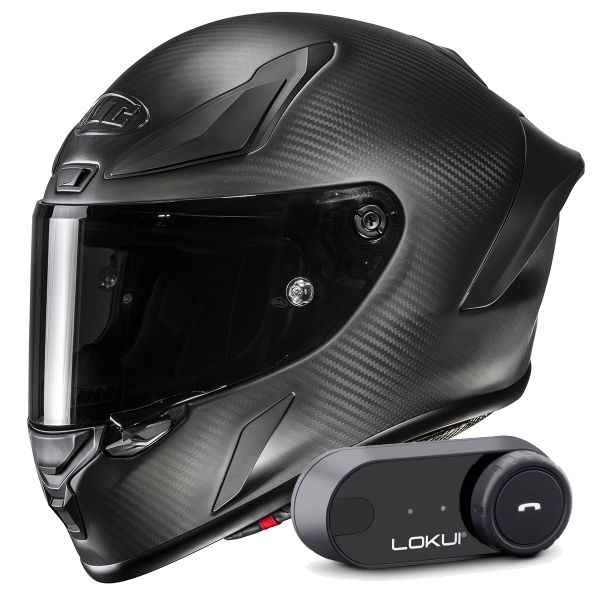 Full Face HJC RPHA 1 V2 Carbon Matte Black + Kit Bluetooth Lokui K30