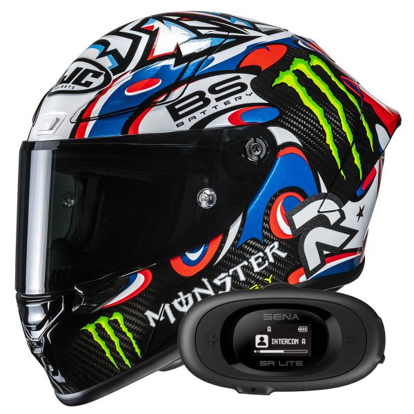 Full Face HJC RPHA 1 V2 Carbon Quartararo Le Mans 3 MC25 + Kit bluetooth 5R Lite