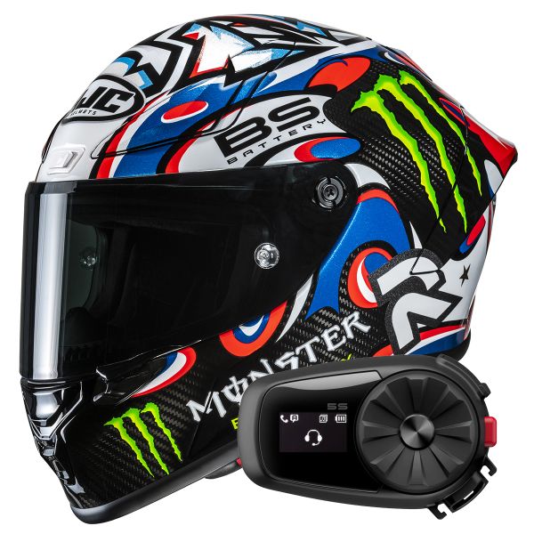 Full Face HJC RPHA 1 V2 Carbon Quartararo Le Mans 3 MC25 + Kit Bluetooth 5S Solo
