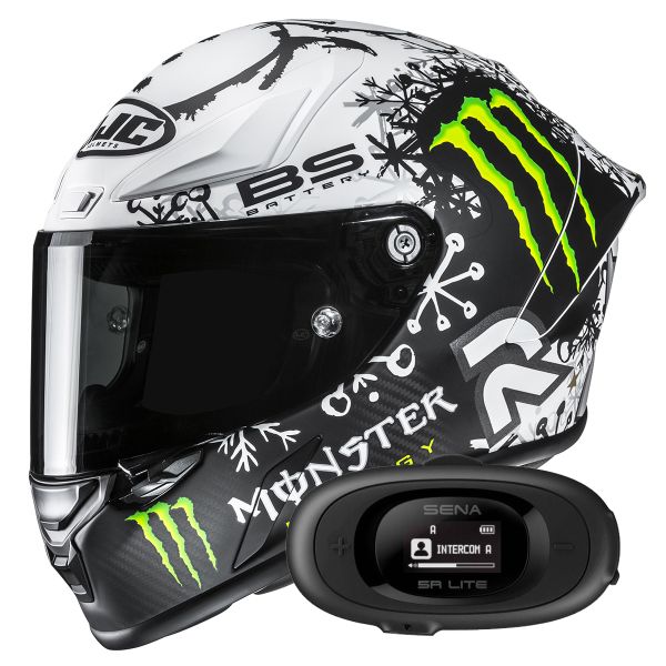 Full Face HJC RPHA 1 V2 Carbon Snow Diablo MC10SF + Kit bluetooth 5R Lite