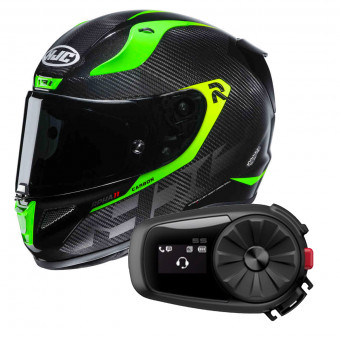 Full Face HJC RPHA 11 Carbon Bleer MC4H + Kit Bluetooth Sena 5S Solo