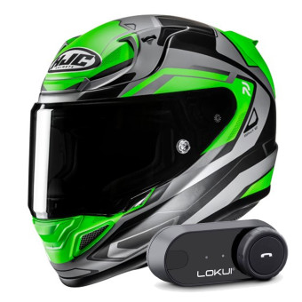 Casque Full Face HJC RPHA 12 Brels MC4HSF + Kit Bluetooth Lokui K30