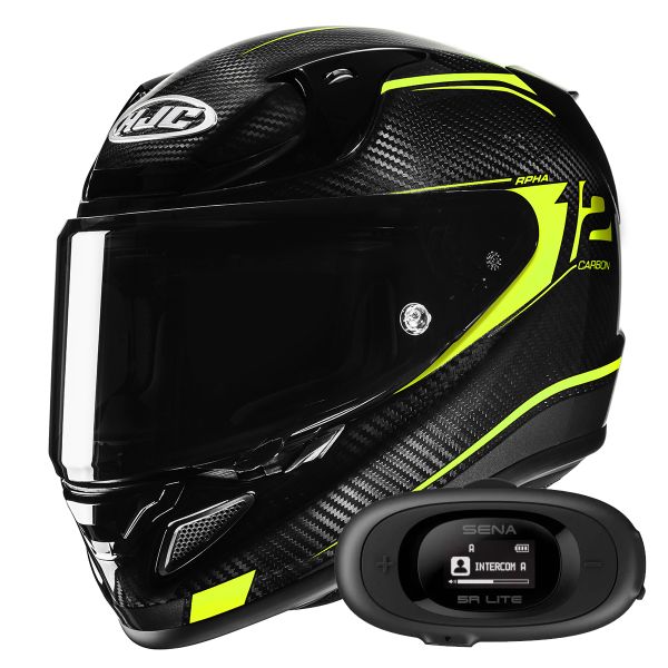 Full Face HJC RPHA 12 Carbon Keres MC3H + Kit bluetooth 5R Lite Solo