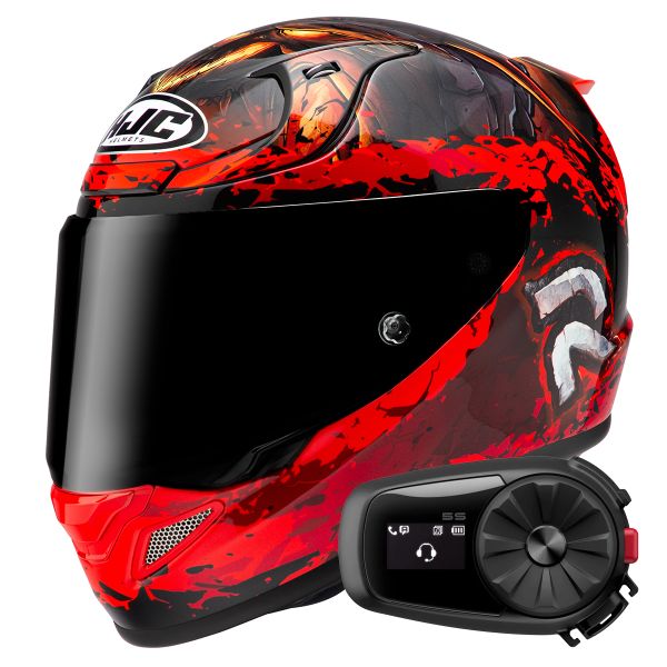 Full Face HJC RPHA 12 Diablo Blizzard MC1 + Kit Bluetooth 5S Solo