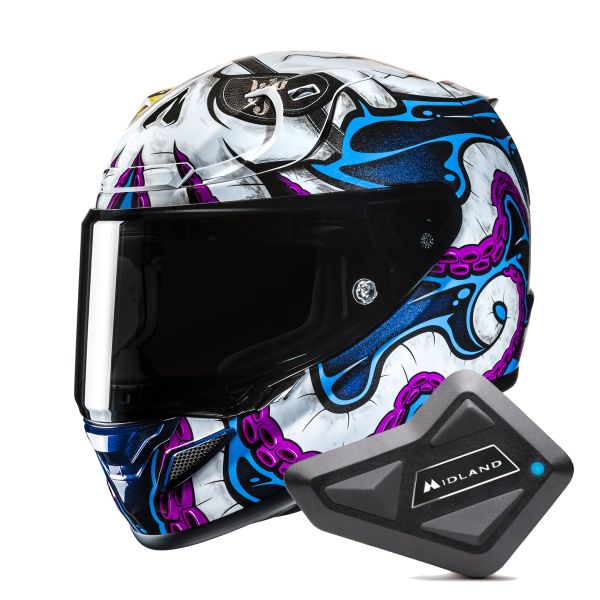 Full Face HJC RPHA 12 Kraken MC28 + Kit Bluetooth BT Mini