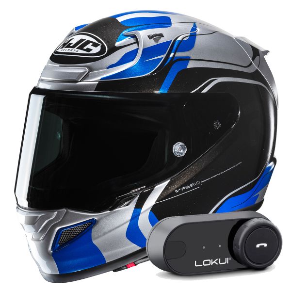 Full Face HJC RPHA 12 Lawin MC2 + Kit Bluetooth Lokui K30