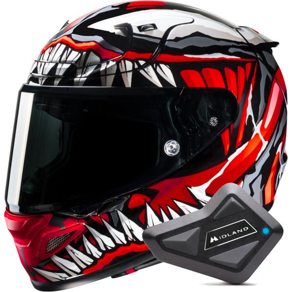 Full Face HJC RPHA 12 Maximized Venom Marvel + Kit Bluetooth BT Mini