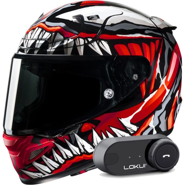 Full Face HJC RPHA 12 Maximized Venom Marvel + Kit Bluetooth Lokui K30