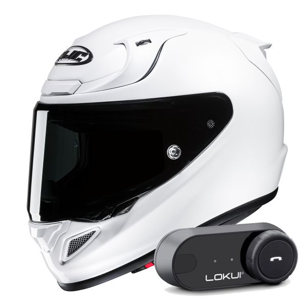 Full Face HJC RPHA 12 Pearl White + Kit Bluetooth Lokui K30 Full Face HJC RPHA 12 Pearl White + Kit Bluetooth Lokui K30