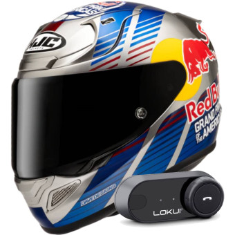 Full Face HJC RPHA 12 Red Bull Austin GP 2 MC21 + Kit Bluetooth Lokui K30