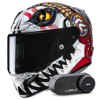 Full Face HJC RPHA 12 Skully MC1 + Kit Bluetooth Lokui K30
