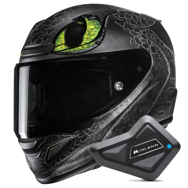 Full Face HJC RPHA 12 Toothless II Universal MC4SF + Kit Bluetooth BT Mini