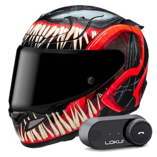Full Face HJC RPHA 12 Venom 3 Marvel + Kit Bluetooth Lokui K30 Full Face HJC RPHA 12 Venom 3 Marvel + Kit Bluetooth Lokui K30