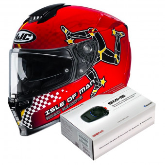 Full Face HJC RPHA 70 Isle Of Man MC1 + Kit Bluetooth Sena SMH5