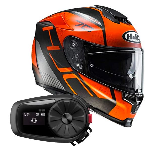 Full Face HJC RPHA 70 Vias MC7SF + Kit Bluetooth Sena 5S Solo
