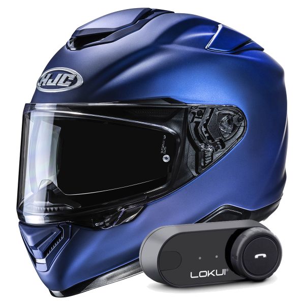 Full Face HJC RPHA 72 Semi Flat Metallic Blue + Kit Bluetooth Lokui K30
