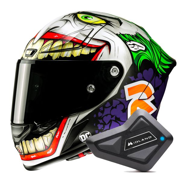 Full Face HJC RPHA1 Joker Dc Comics MC48SF + Kit Bluetooth BT Mini