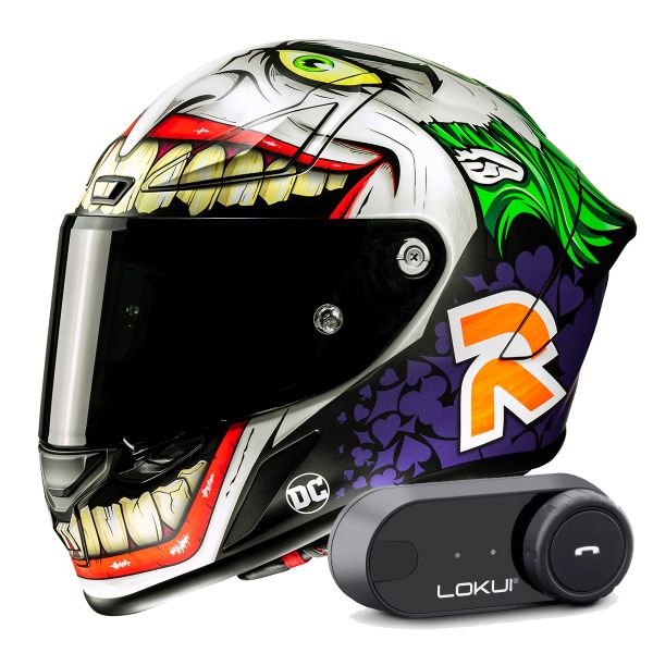 Full Face HJC RPHA1 Joker Dc Comics MC48SF + Kit Bluetooth Lokui K30