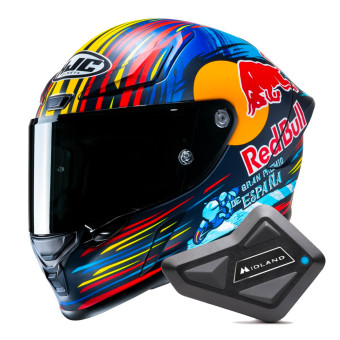Full Face HJC RPHA1 Red Bull Jerez GP + Kit Bluetooth BT Mini