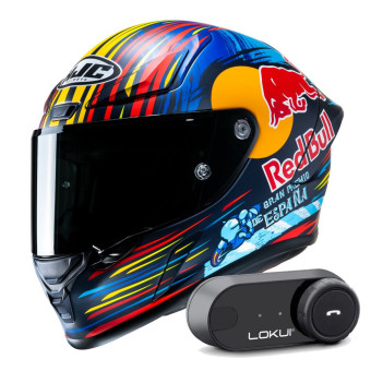 Full Face HJC RPHA1 Red Bull Jerez GP + Kit Bluetooth Lokui K30