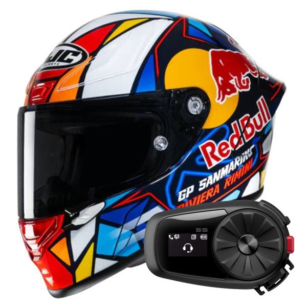 Full Face HJC RPHA1 Red Bull Misano GP MC21 + Kit Bluetooth 5S Solo