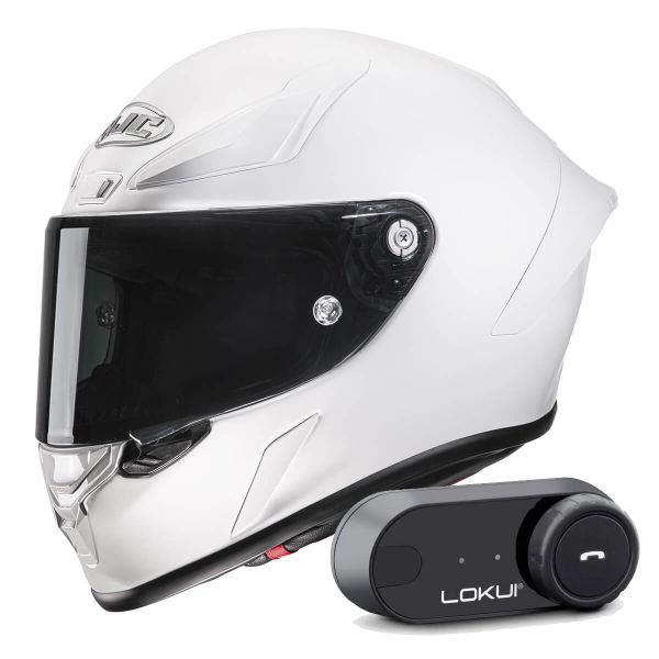 Full Face HJC RPHA1 White + Kit Bluetooth Lokui K30