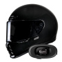 Casque Full Face HJC V10 Black + Kit bluetooth 5R Lite Solo