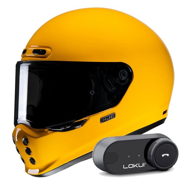 Full Face HJC V10 Deep Yellow + Kit Bluetooth Lokui K30