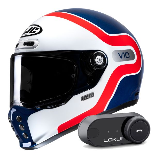 Full Face HJC V10 Grape MC21 + Kit Bluetooth Lokui K30