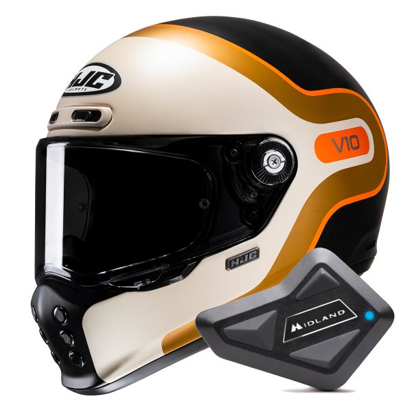 Full Face HJC V10 Grape MC7SF + Kit Bluetooth BT Mini