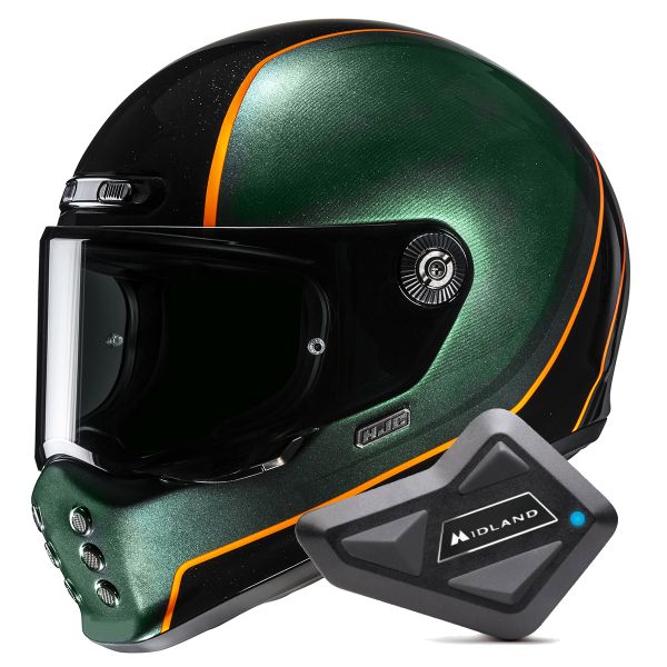 Full Face HJC V10 Hodu MC47 + Kit Bluetooth BT Mini