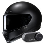 Casque Full Face HJC V10 Semi Flat Black + Kit Bluetooth Lokui K30