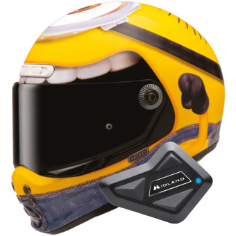 Full Face HJC V10 Stuart Minions MC3 + Kit Bluetooth BT Mini