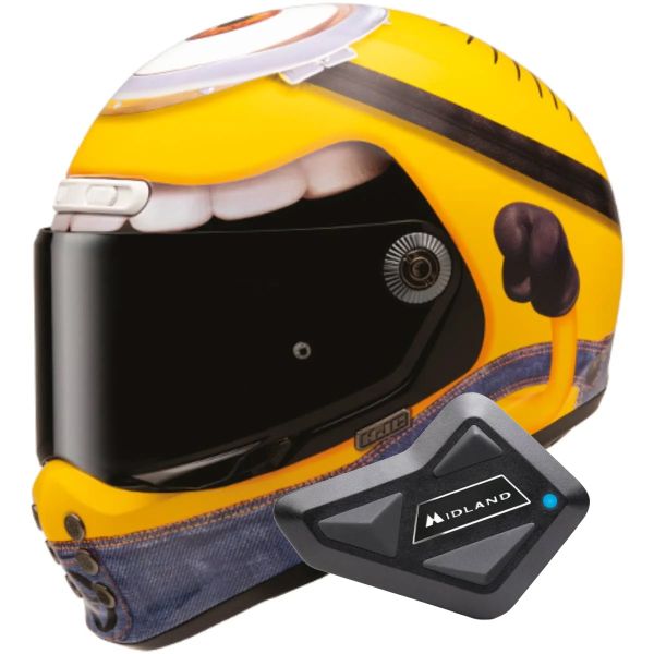 Full Face HJC V10 Stuart Minions MC3 + Kit Bluetooth BT Mini Full Face HJC V10 Stuart Minions MC3 + Kit Bluetooth BT Mini