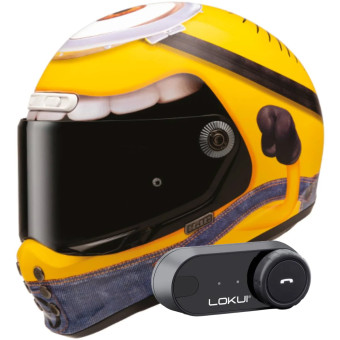Full Face HJC V10 Stuart Minions MC3 + Kit Bluetooth Lokui K30