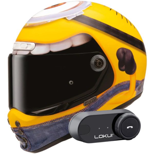 Full Face HJC V10 Stuart Minions MC3 + Kit Bluetooth Lokui K30 Full Face HJC V10 Stuart Minions MC3 + Kit Bluetooth Lokui K30
