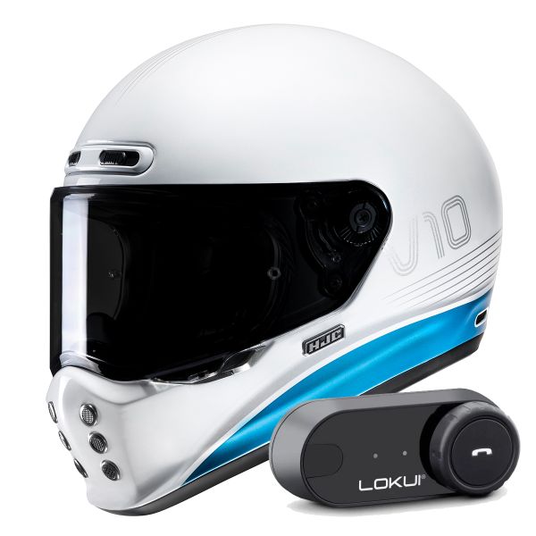 Full Face HJC V10 Tami MC2 + Kit Bluetooth Lokui K30