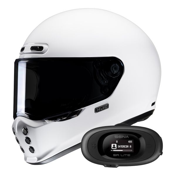 Full Face HJC V10 White + Kit bluetooth 5R Lite Solo Full Face HJC V10 White + Kit bluetooth 5R Lite Solo