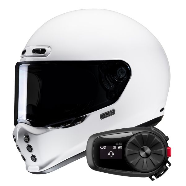 Full Face HJC V10 White + Kit Bluetooth 5S Solo Full Face HJC V10 White + Kit Bluetooth 5S Solo