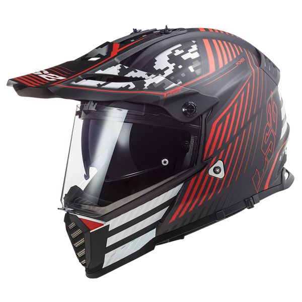 Motocross LS2 Pioneer Evo Saturn Matt Black Red MX436