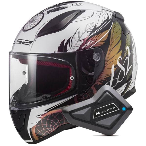 Full Face LS2 Rapid II Boho White Black Pink FF353 + Kit Bluetooth BT Mini Full Face LS2 Rapid II Boho White Black Pink FF353 + Kit Bluetooth BT Mini