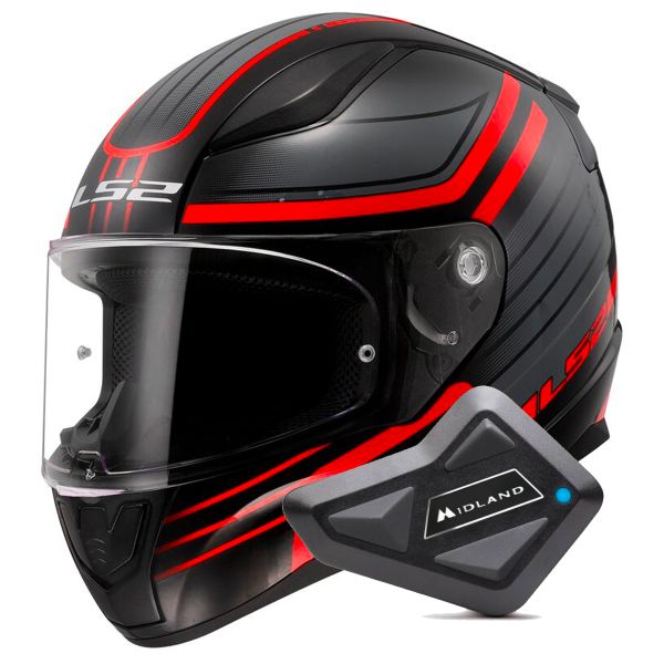 Full Face LS2 Rapid II Circuit Black Red FF353 + Kit Bluetooth BT Mini Full Face LS2 Rapid II Circuit Black Red FF353 + Kit Bluetooth BT Mini