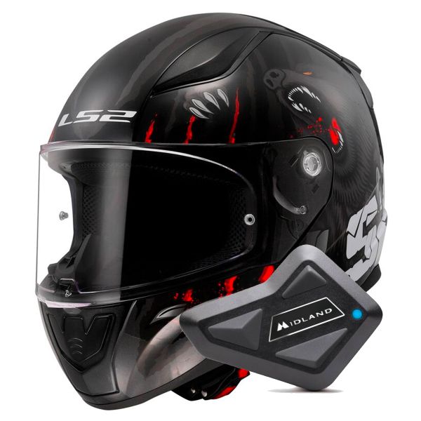 Full Face LS2 Rapid II Claw Black FF353 + Kit Bluetooth BT Mini Full Face LS2 Rapid II Claw Black FF353 + Kit Bluetooth BT Mini
