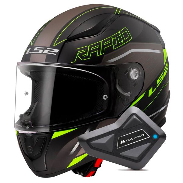 Full Face LS2 Rapid II Rokku Matt Black H-V Yellow FF353 + Kit Bluetooth BT Mini Full Face LS2 Rapid II Rokku Matt Black H-V Yellow FF353 + Kit Bluetooth BT Mini